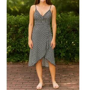 Toast Geometric Print Strappy Faux Wrap Dress